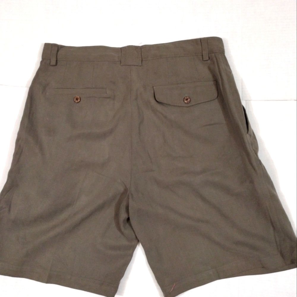 Joseph & Feiss SILK chino Shorts, pockets, zipper, pleats, sage green, Men, 34
